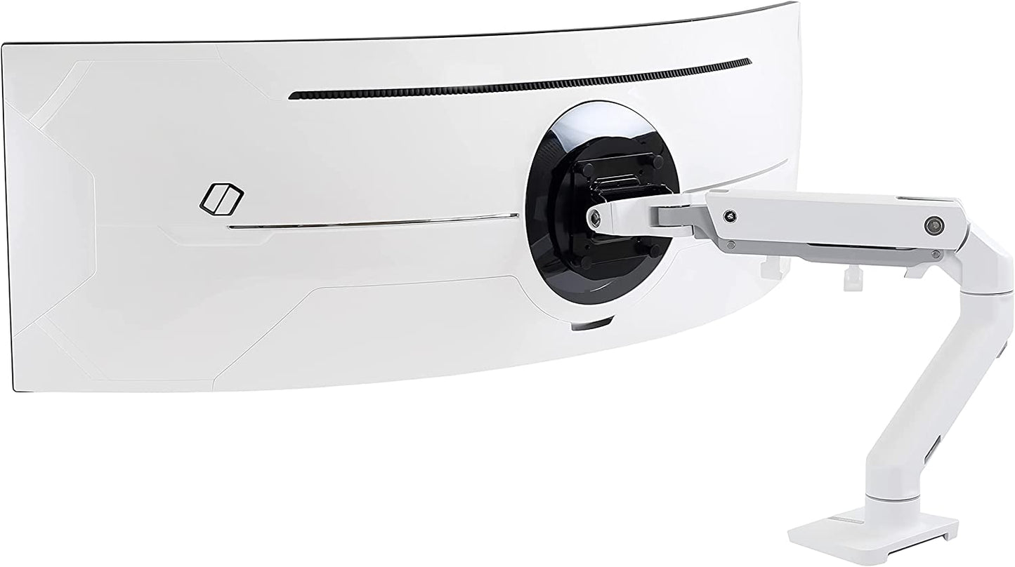 – HX HD Premium Heavy Duty Monitor Arm, Single Monitor Desk Mount – for 1000R Curved Ultrawide Monitors up to 49 Inches, 28 to 42 Lbs, VESA 75X75Mm or 100X100Mm – HD Pivot, White