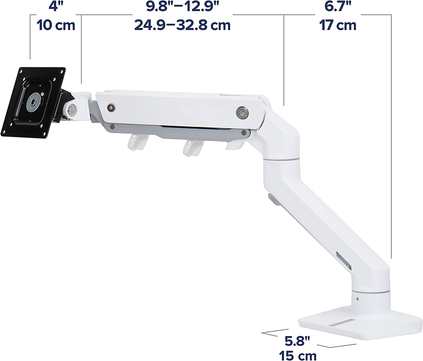 – HX HD Premium Heavy Duty Monitor Arm, Single Monitor Desk Mount – for 1000R Curved Ultrawide Monitors up to 49 Inches, 28 to 42 Lbs, VESA 75X75Mm or 100X100Mm – HD Pivot, White