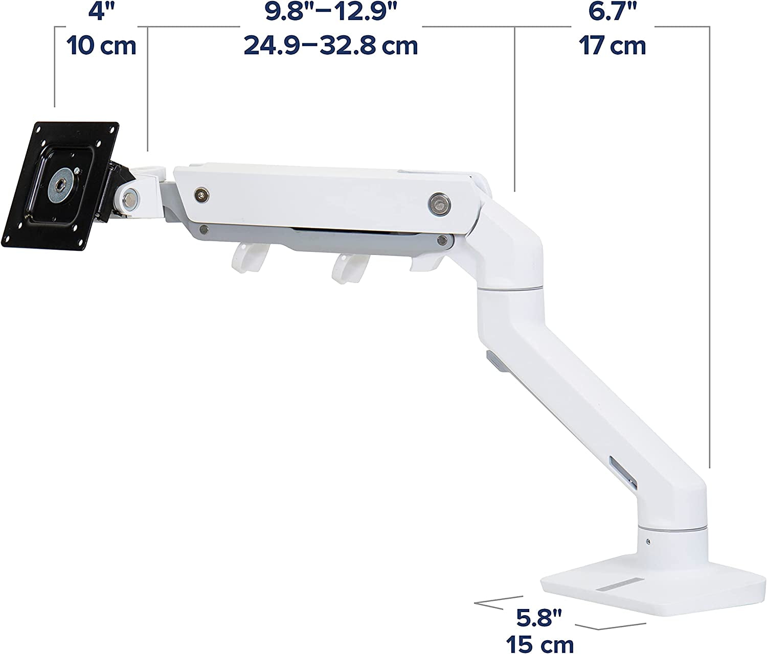 – HX HD Premium Heavy Duty Monitor Arm, Single Monitor Desk Mount – for 1000R Curved Ultrawide Monitors up to 49 Inches, 28 to 42 Lbs, VESA 75X75Mm or 100X100Mm – HD Pivot, White