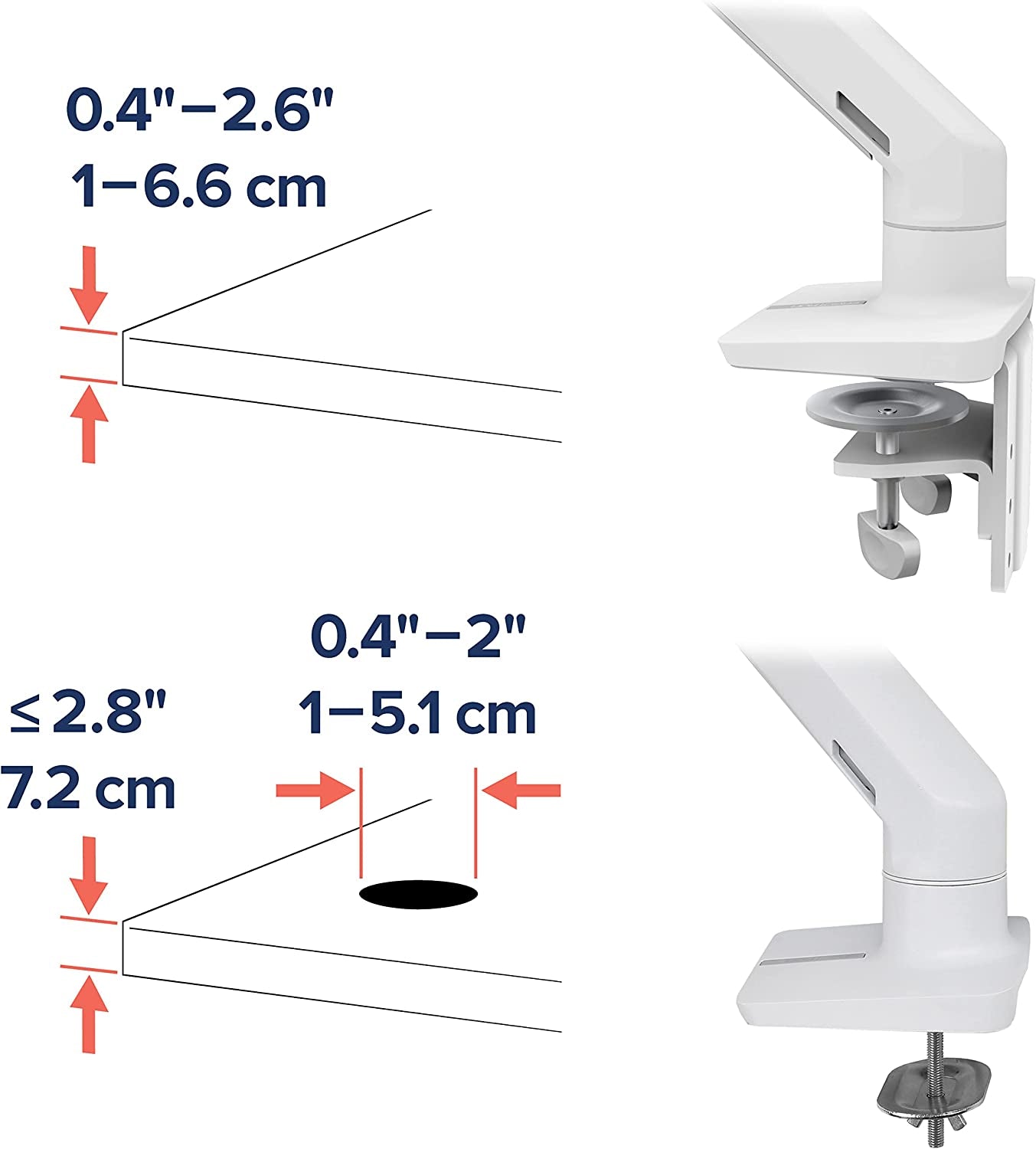 – HX HD Premium Heavy Duty Monitor Arm, Single Monitor Desk Mount – for 1000R Curved Ultrawide Monitors up to 49 Inches, 28 to 42 Lbs, VESA 75X75Mm or 100X100Mm – HD Pivot, White