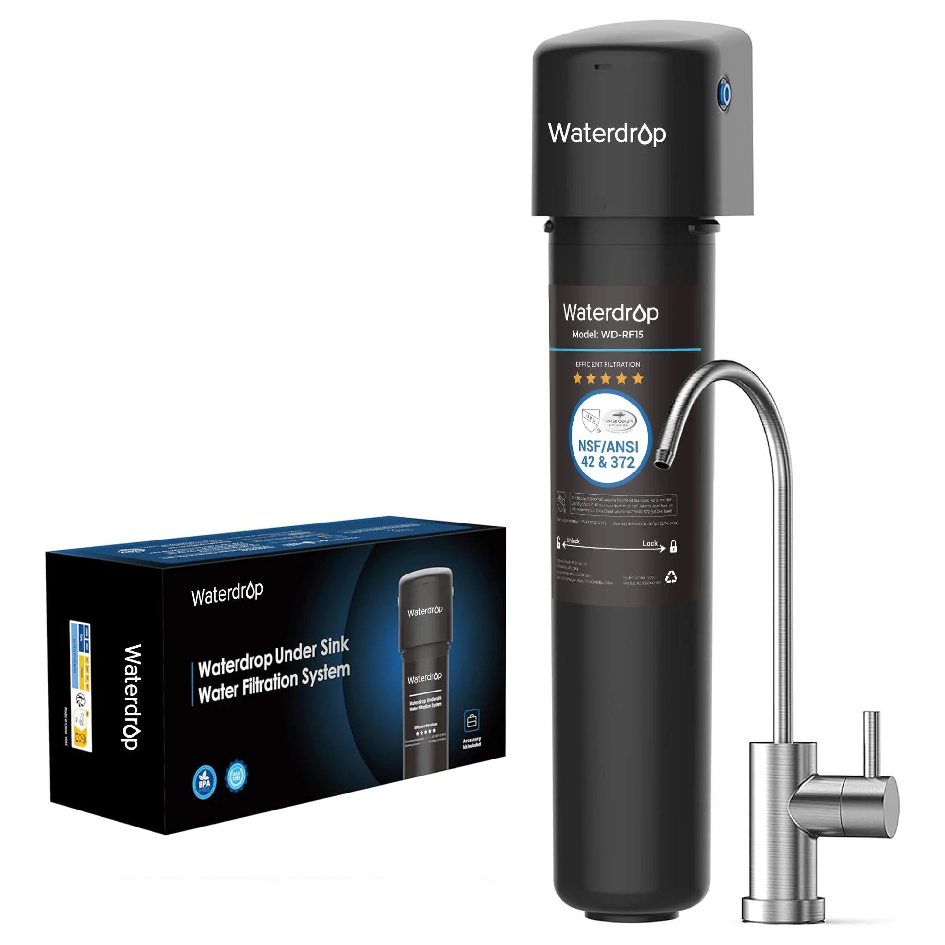 Undersink Water Filtration System with Dedicated Faucet