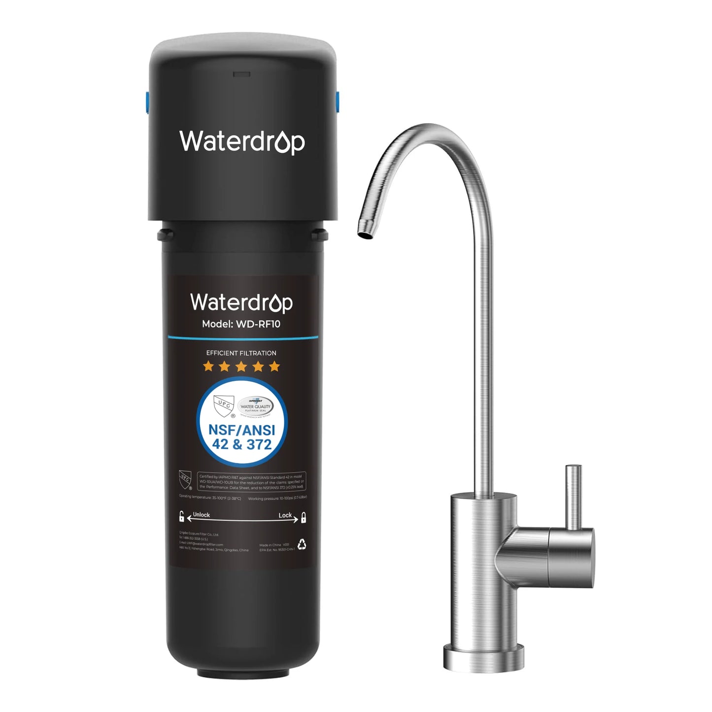 Undersink Water Filtration System with Dedicated Faucet