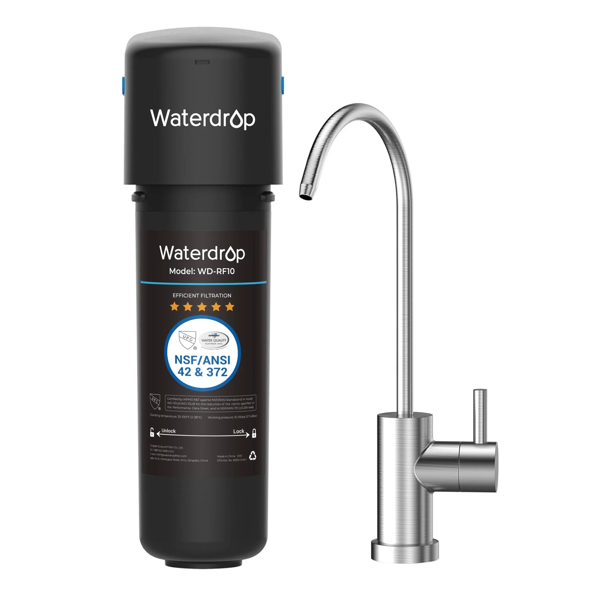 Undersink Water Filtration System with Dedicated Faucet